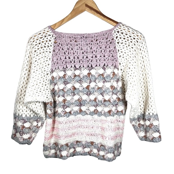 Vintage Jennifer Reed Knitted by Hand Silk Angora Chunky Open Knit Sweater - Picture 2 of 7